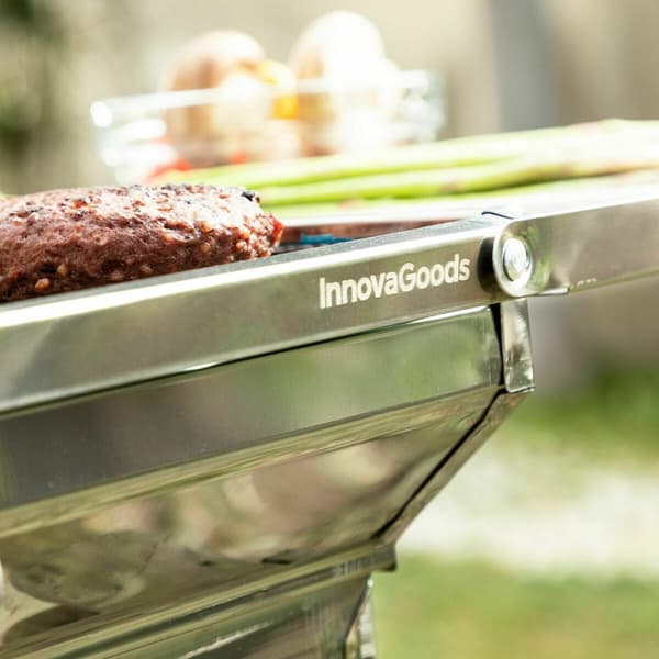 Pack Hopfällbar Kolgrill i Rostfritt Stål och Underlägg för ugn och grill InnovaGoods
