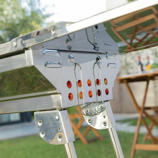 Pack Hopfällbar Kolgrill i Rostfritt Stål och Flexibel och uppladdningsbar elektrisk tändare InnovaGoods