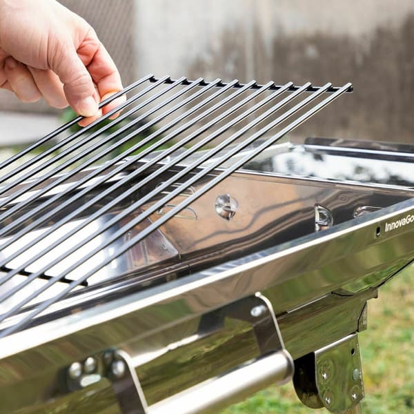 Pack Hopfällbar Kolgrill i Rostfritt Stål och Flexibel och uppladdningsbar elektrisk tändare InnovaGoods