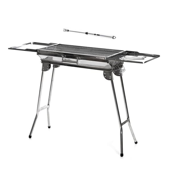 Pack Hopfällbar Kolgrill i Rostfritt Stål och Flexibel och uppladdningsbar elektrisk tändare InnovaGoods