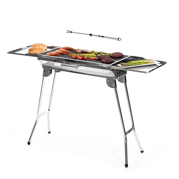 Pack Hopfällbar Kolgrill i Rostfritt Stål och Flexibel och uppladdningsbar elektrisk tändare InnovaGoods