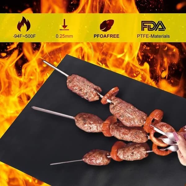 grillmatta för barbecue set med 5 stycken non-stick grillmattor och återanvändbara bakplåtar