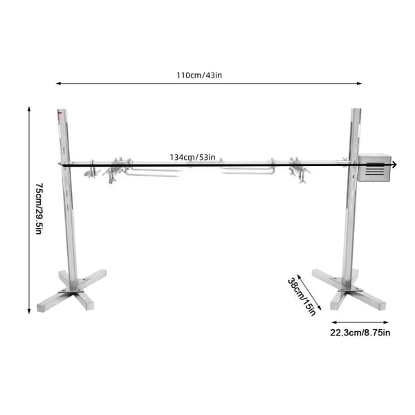 Elektrisk Rotisserie Grill, 360° Automatisk Rotation, Rostfritt Stål, Justerbar Höjd,Silver