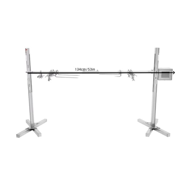 Elektrisk Rotisserie Grill, 360° Automatisk Rotation, Rostfritt Stål, Justerbar Höjd,Silver