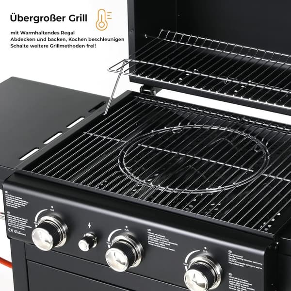 3-Burner Gasgrill, Nem Tænding, Praktisk Mobilitet