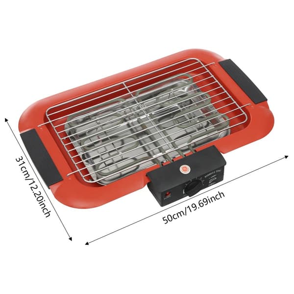 Elektrisk Grill, 2000W Effekt, Justerbar Temperatur, Kompakt Storlek,Röd, EU