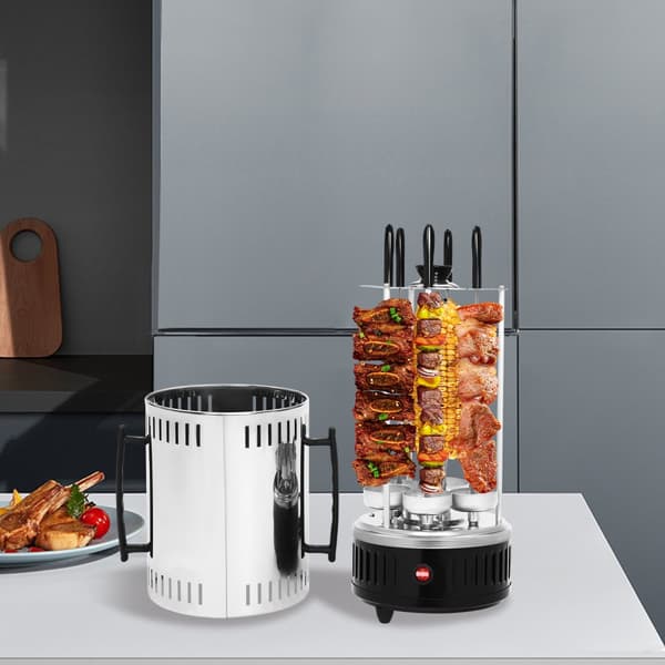 Indendørs elektrisk grill, røgfri drift, 5 spyd