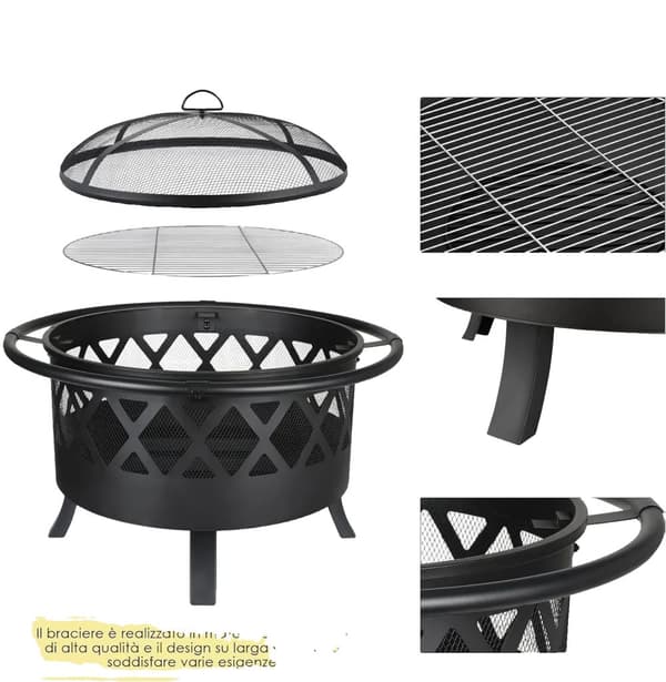 Fire Bowl, 81 cm Diameter, Funkbeskyttende Grillrist
