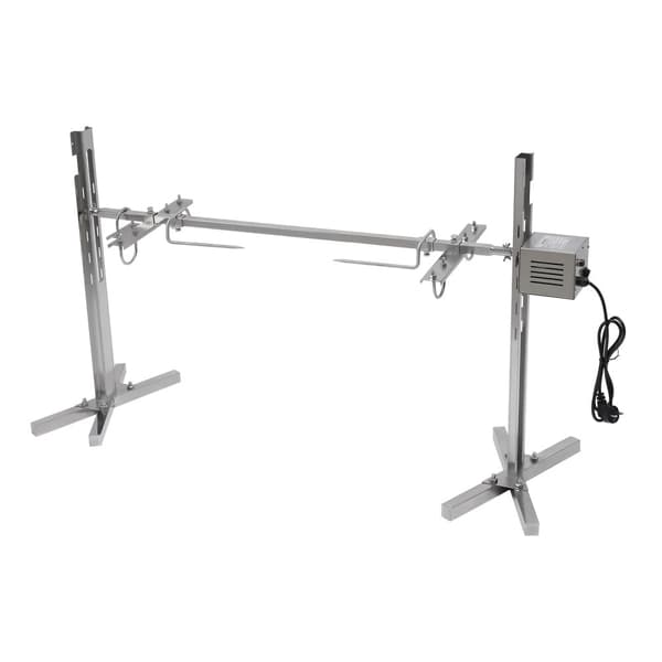 Elektrisk Rotisserie Grill, Rustfrit Stål, Justerbar Højde, 360-graders Rotation,Sølv