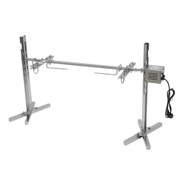 Elektrisk Rotisserie Grill, Rustfrit Stål, Justerbar Højde, 360-graders Rotation,Sølv