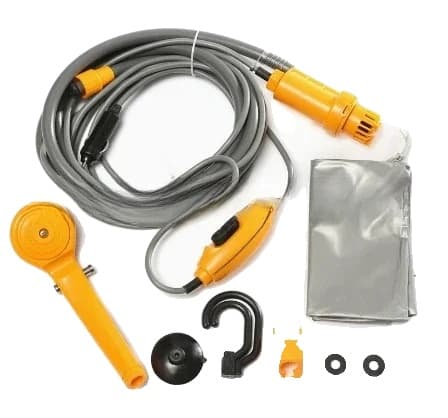 Bärbar 12V Campingduschset, Elektrisk Vattenpump, Kompletta Tillbehör, Lätt Att Montera,svart