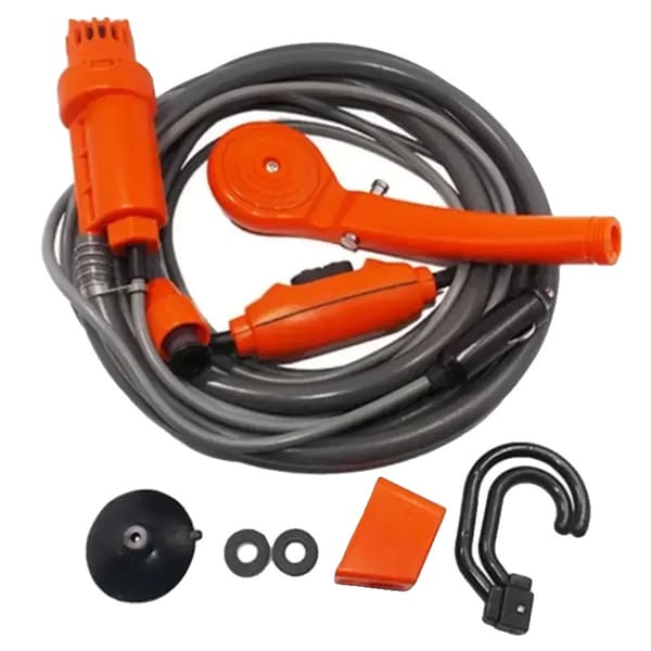 Bärbar 12V Campingduschset, Elektrisk Vattenpump, Kompletta Tillbehör, Lätt Att Montera,Orange