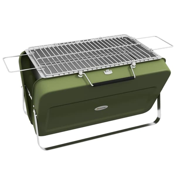 Portabel Bordskolgrill i Rostfritt Stål, Grön, med Handtag för Picknick och Trädgård