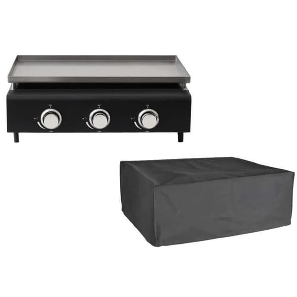 Gaskokare - COOKING BOX - CUENCA - 3 brännare med skydd - 9 kW - 65 X 50 X 23 cm - Kokyta i rostfritt stål: 62 x 36 cm - Svart