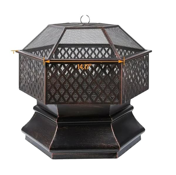 Eldstad, hexagonal design, kolgrill, hållbart järnmaterial,28 tum