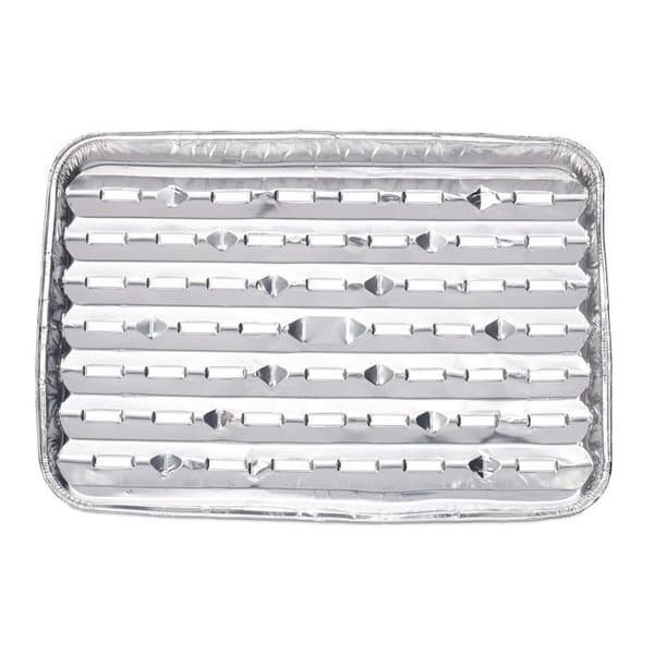 Relaxdays Matlådor, Set med 25, perforerad botten, max. 260°C, grill, L x B: 34 x 22 cm, aluminium, silverfärgad