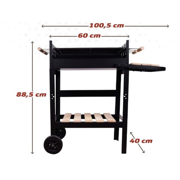 Kolgrill med hjul Aktive Emaljerad metall 100,5 x 88,5 x 40 cm Svart