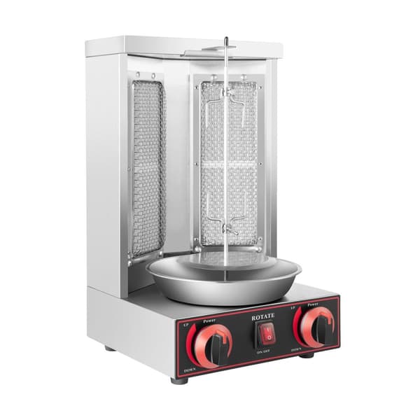 Vertikal Grill, 3000W Effekt, 360° Rotation,Lys Sølv