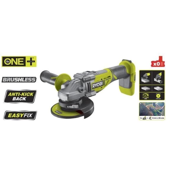 RYOBI Borstlös bar vinkelslip - 18V - 125 mm
