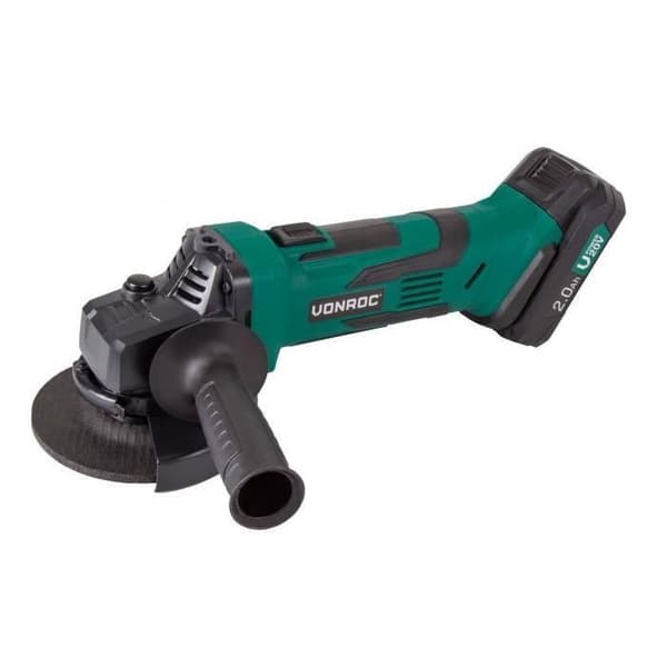 VONROC 20V sladdlös vinkelslip - 115mm slipmaskin - 2,0Ah batteri och laddare ingår