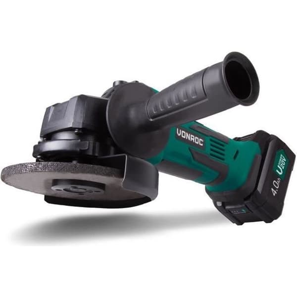 VONROC 115mm sladdlös vinkelslip - 4,0Ah batteri och laddare ingår