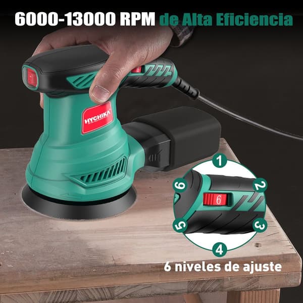 Tilfældig Orbital Slibemaskine, 300W Kraft, 6 Hastigheder, Sort