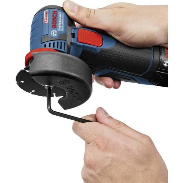 Bosch Professional GWS 12V-76 vinkelslip med skivor, 2 x 2,0Ah batterier, laddare, i verktygsväska - 06019F200C
