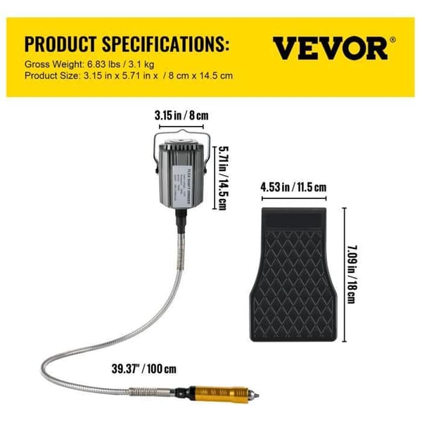 780 W Hängande slipmaskin med flexibelt skaft - VEVOR - Hängslipmaskin 6,5 mm