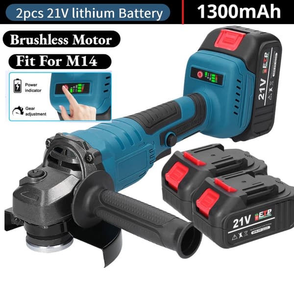 21V Vinkelsliber, Børsteløs Motor, 125mm Skivediameter,1 batteri, EU