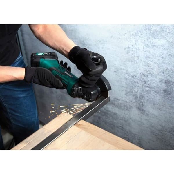 Komplett slipsats - VPower 20V- 115mm batterikvarn - 2 x 2,0Ah batterier, snabbladdare, sidohandtag