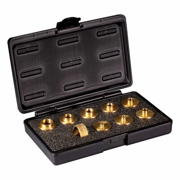 Överfräs - spolare Powertec - 71051 - Set med 10 solida mässingsguider med gjuten bärväska