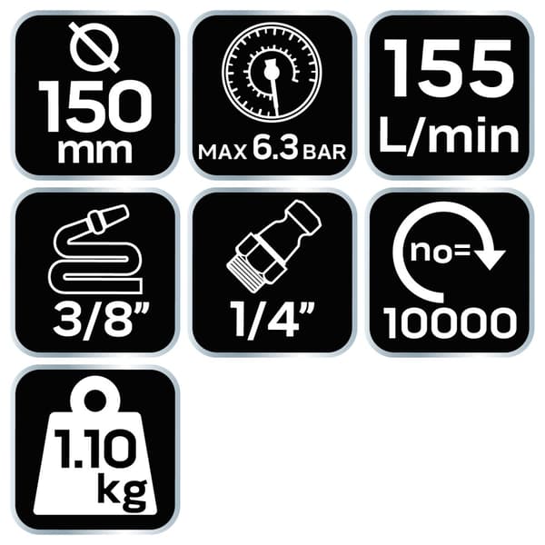 150 mm pneumatisk orbitalsliber, vakuum støvudsugning