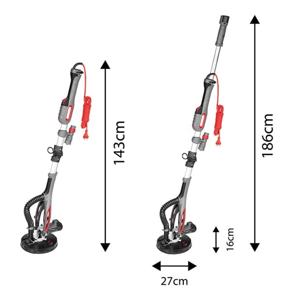710W gipspudser, 225mm/215mm, rund og trekantet fod, lommelygte