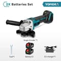 Miniatyrbillede 2 af 2: Børsteløs elektrisk vinkelsliber, 125 mm skivediameter, 3000 W motor,2 batteri EU-stik