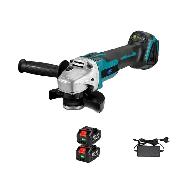 Børsteløs elektrisk vinkelsliber, 125 mm skivediameter, 3000 W motor,2 batteri EU-stik
