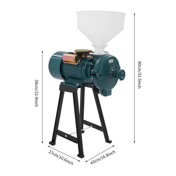 Sähkökäyttöinen Viljan Jauhamiskone, 2200W Teho, 1400rpm Nopeus,vihreä, EU
