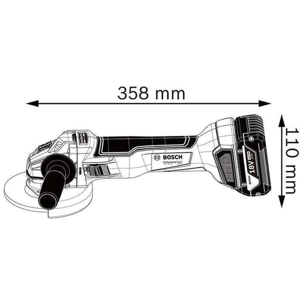 18V GWS 18V-10 solovinkelslip (utan batteri eller laddare) i kartong - BOSCH - 06019J4002