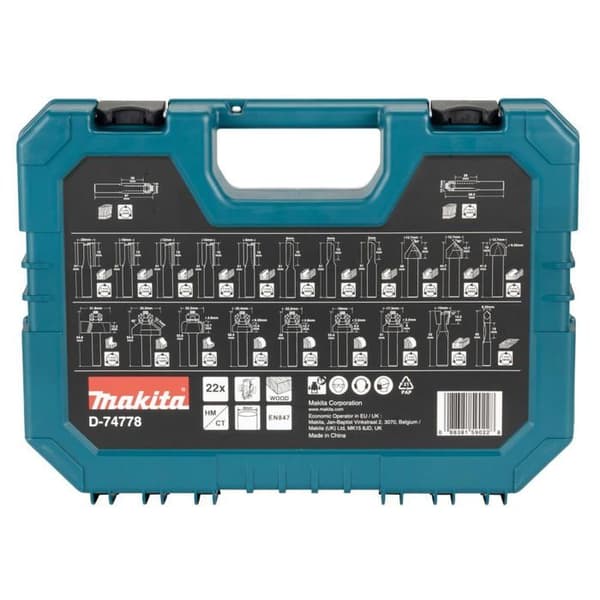 Set med fräsar Ø8 mm för kantfräs (22 st) - MAKITA D-74778