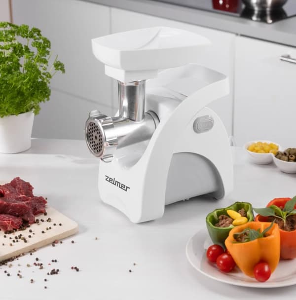 Zelmer ZMM9801B kødhakker 2200 W Rustfrit stål, Hvid