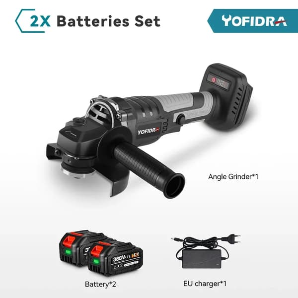 Vinkelsliber, Børsteløs Motor, Trådløs,2 Batteri EU Stik