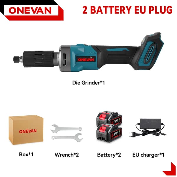 Elektrisk Die Grinder, 35000RPM Børsteløs Motor, Trådløs & Variabel Hastighed,2Batteri 1EU Oplader
