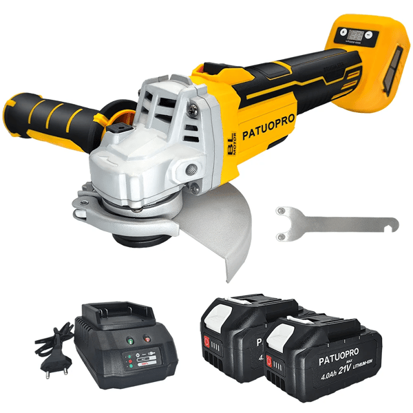 Vinkelslip, 125 mm skiva, 5000-9000 RPM variabel hastighet,2PCS 4.0Ah Batteri, EU Kontakt