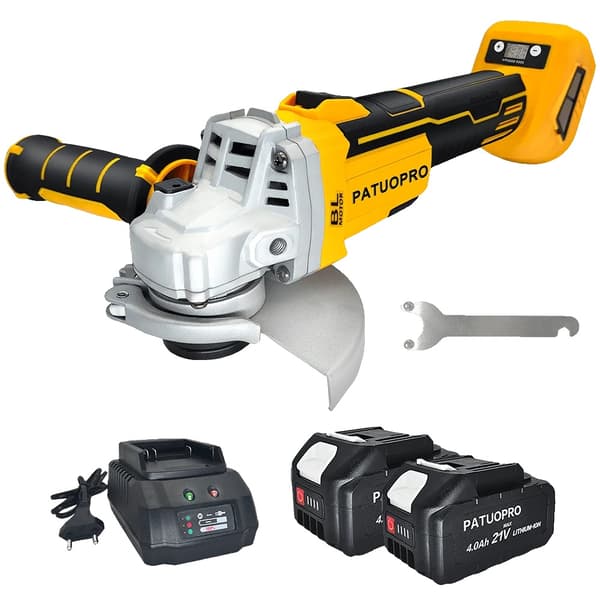 Vinkelslip, 125 mm skiva, 5000-9000 RPM variabel hastighet,2PCS 4.0Ah Batteri, EU Kontakt