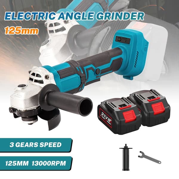 Elektrisk Vinkelsliber, 1000W Effekt, Børsteløs Motor,Med 2XBattery