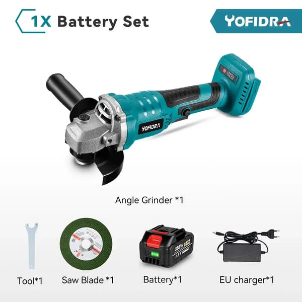 Yofidra Vinkelsliber, 2500W Kraft, 30000 Omdrejninger pr. Minut,1 Batteri, EU