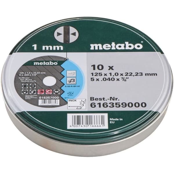 METABO Metalllåda med 10 rostfria slipskivor