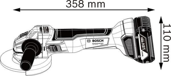 Bosch Professional GWS 18V-10 -kulmahiomakone + 2 x 4,0 Ah akkua + GAL 18V-40 laturi + L-BOXX - 06019J4007