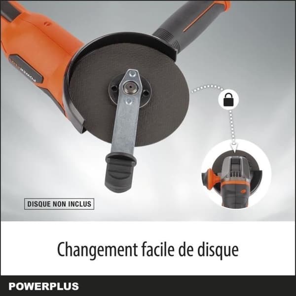 20V Akku-vinkelsliber - Dobbelt effekt - POWDP35100 - Ø115mm slibeskive - Kompakt - uden batteri eller oplader