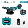 Miniatyrbillede 2 af 2: 125mm Børsteløs Vinkelsliber, Variabel Hastighedskontrol, CE Certificeret,2 Batteri EU -stik, EU