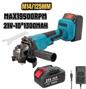 Kulmahiomakone, harjaton moottori, 125 mm levy, 21V akku,Yhdellä akulla, EU